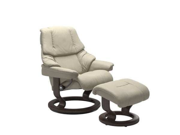 Stressless® Reno (L) Classic Base Recliner with Ottoman Recliners Stressless