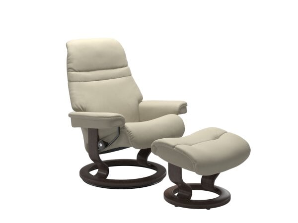 Stressless® Sunrise (L) Classic Base Recliner with Ottoman Recliners Stressless