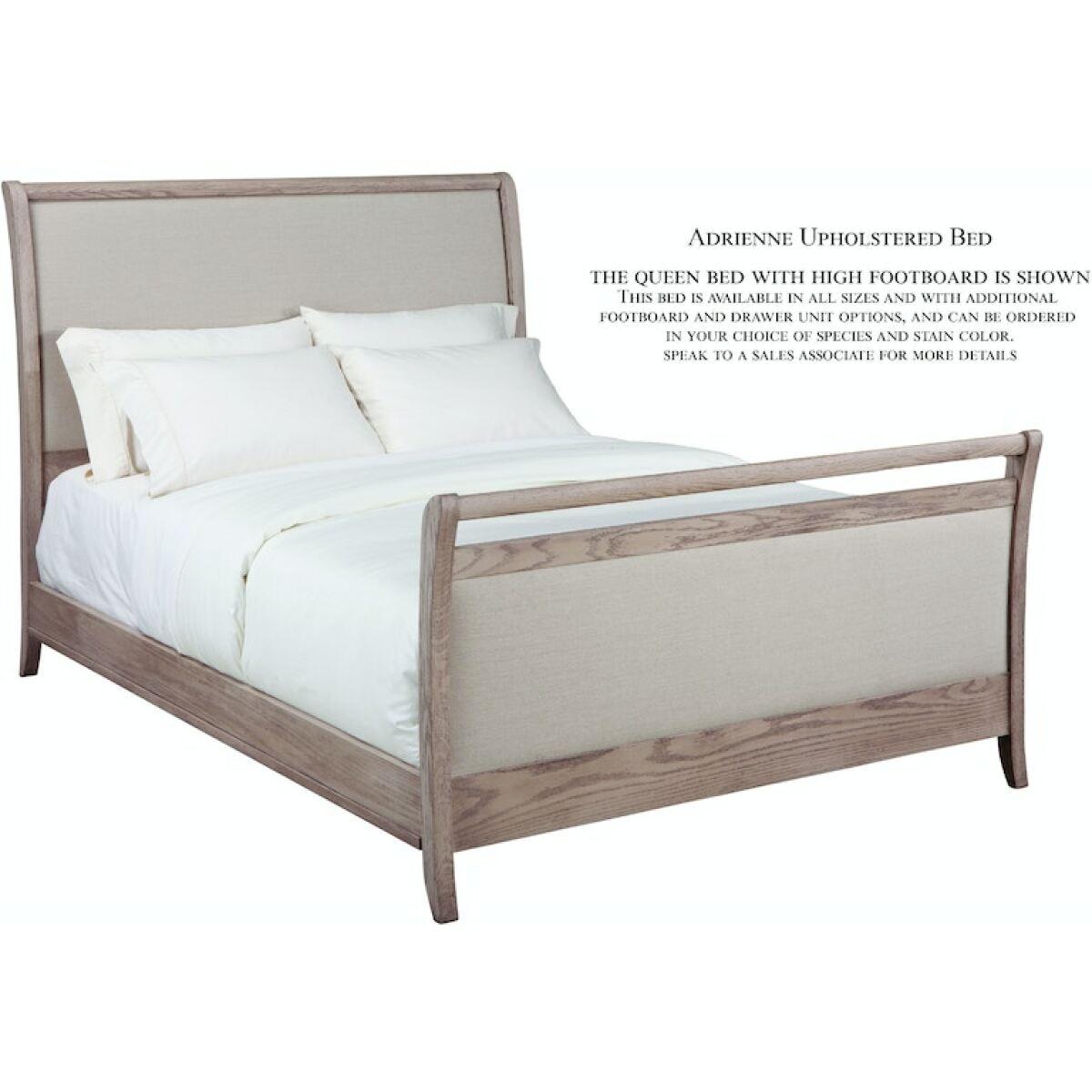 Adrienne Upholstered Bed with High Footboard Beds Customizable 3