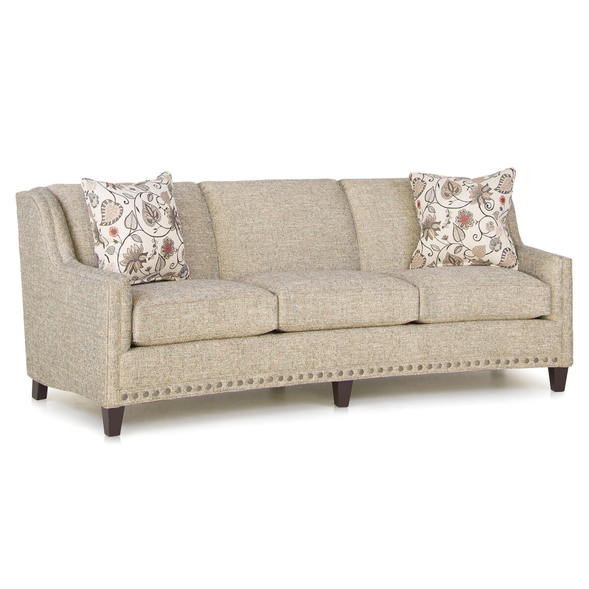 Curved Sofa with Nail Head Trim Sofas Customizable 3