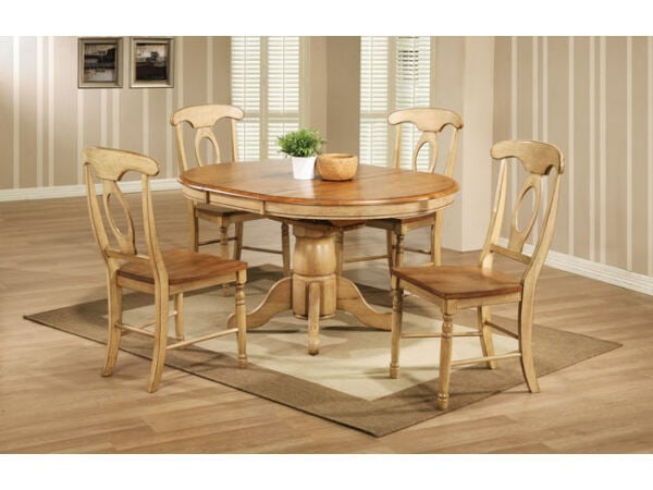 Quails Run 57″ Pedestal Table with 15″ Butterfly Leaf Dining Tables Winners Only