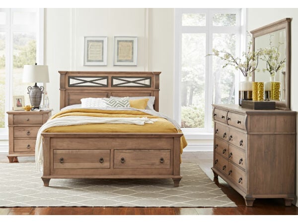 Reminisce Iron Queen Bed with Footboard drawers Beds Customizable