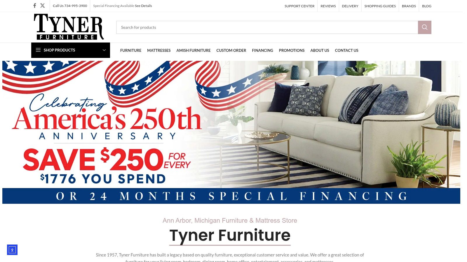 Screenshot from https://tynerfurniture.com
