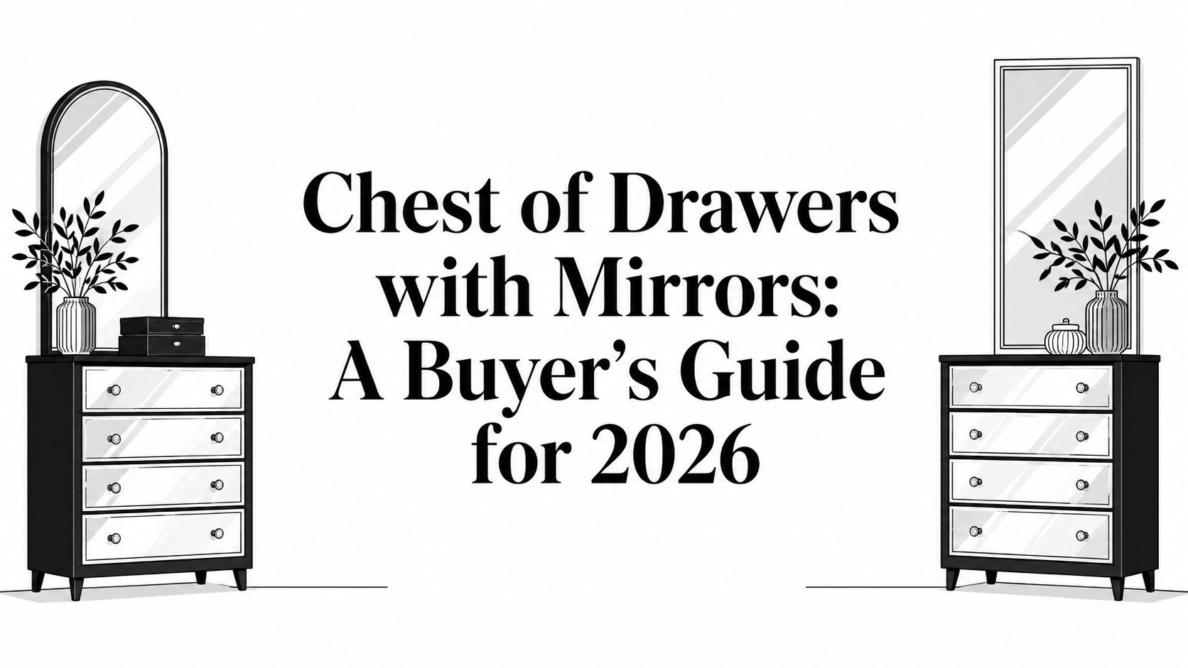 Chest Of Drawers With Mirrors Furniture Illustration