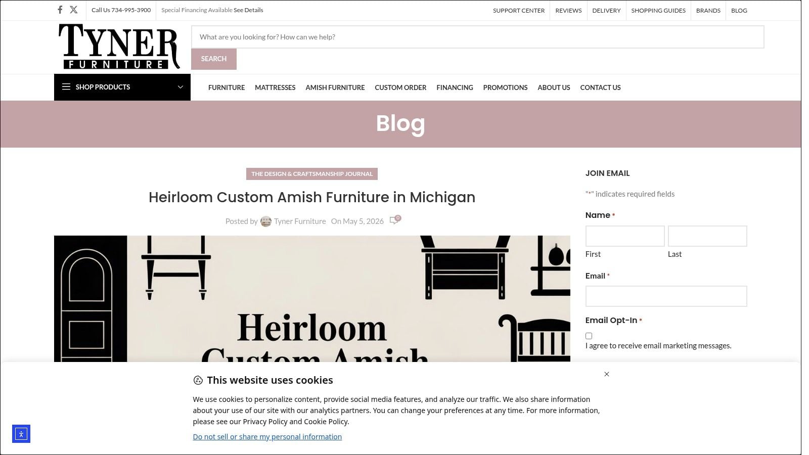 Screenshot from https://tynerfurniture.com/custom-amish-furniture/