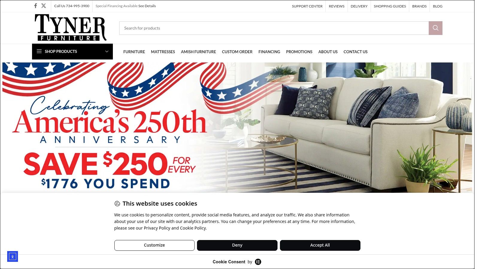 Screenshot from https://tynerfurniture.com