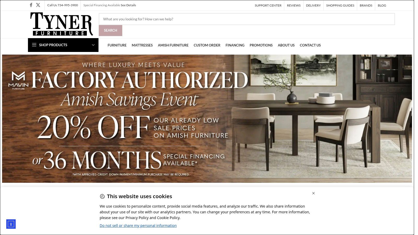 Screenshot from https://tynerfurniture.com