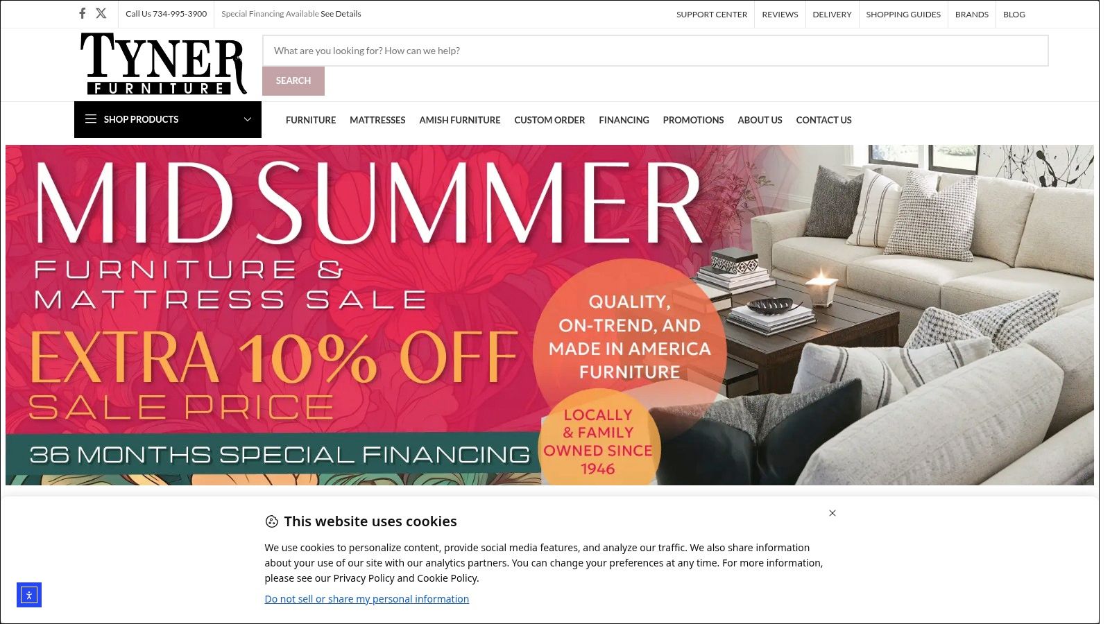 Screenshot from https://tynerfurniture.com