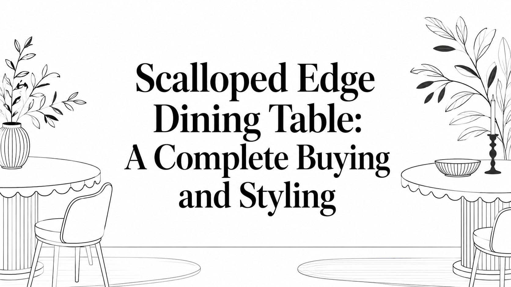 Scalloped Edge Dining Table Line Art