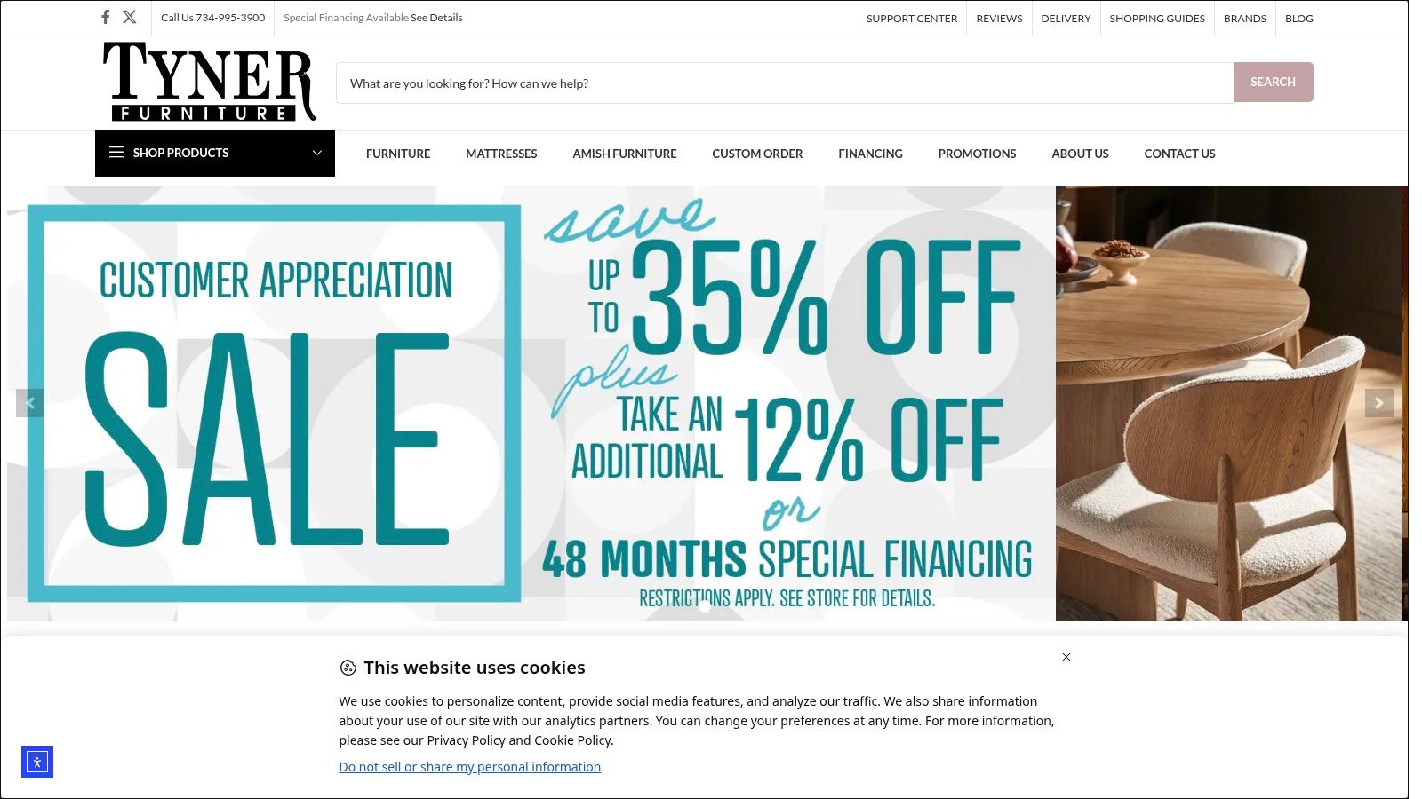 Screenshot from https://tynerfurniture.com