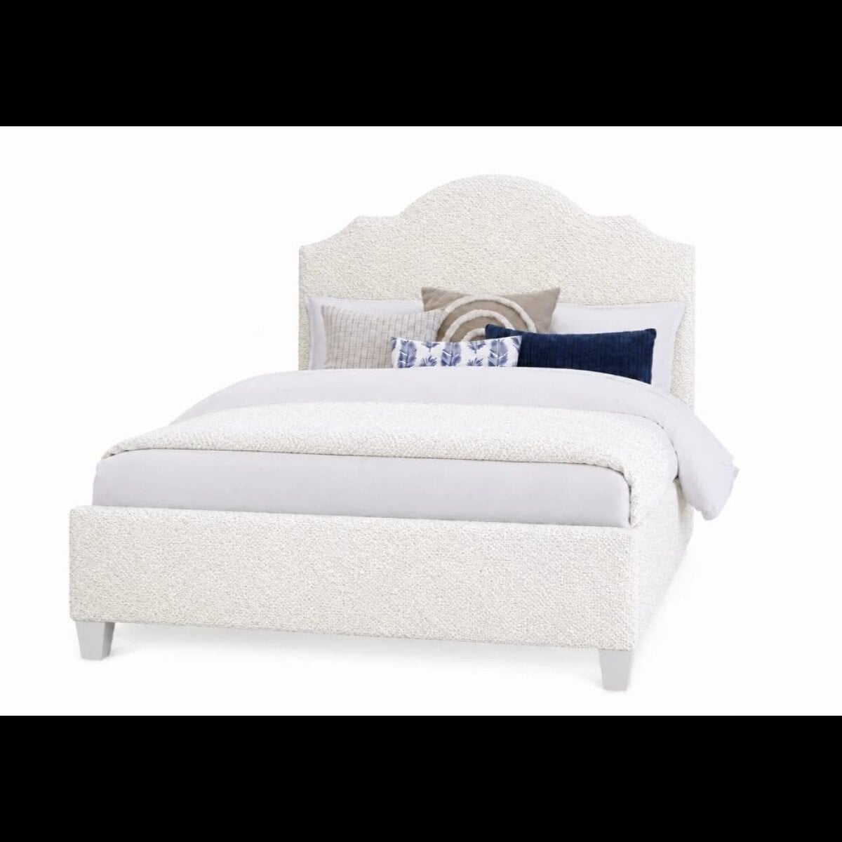 24b322b0d86702572adca28d3a6dfd00 Tide & Timber Full White Boucle' Upholstered Bed - 830/831/834/835-441W - Image 1