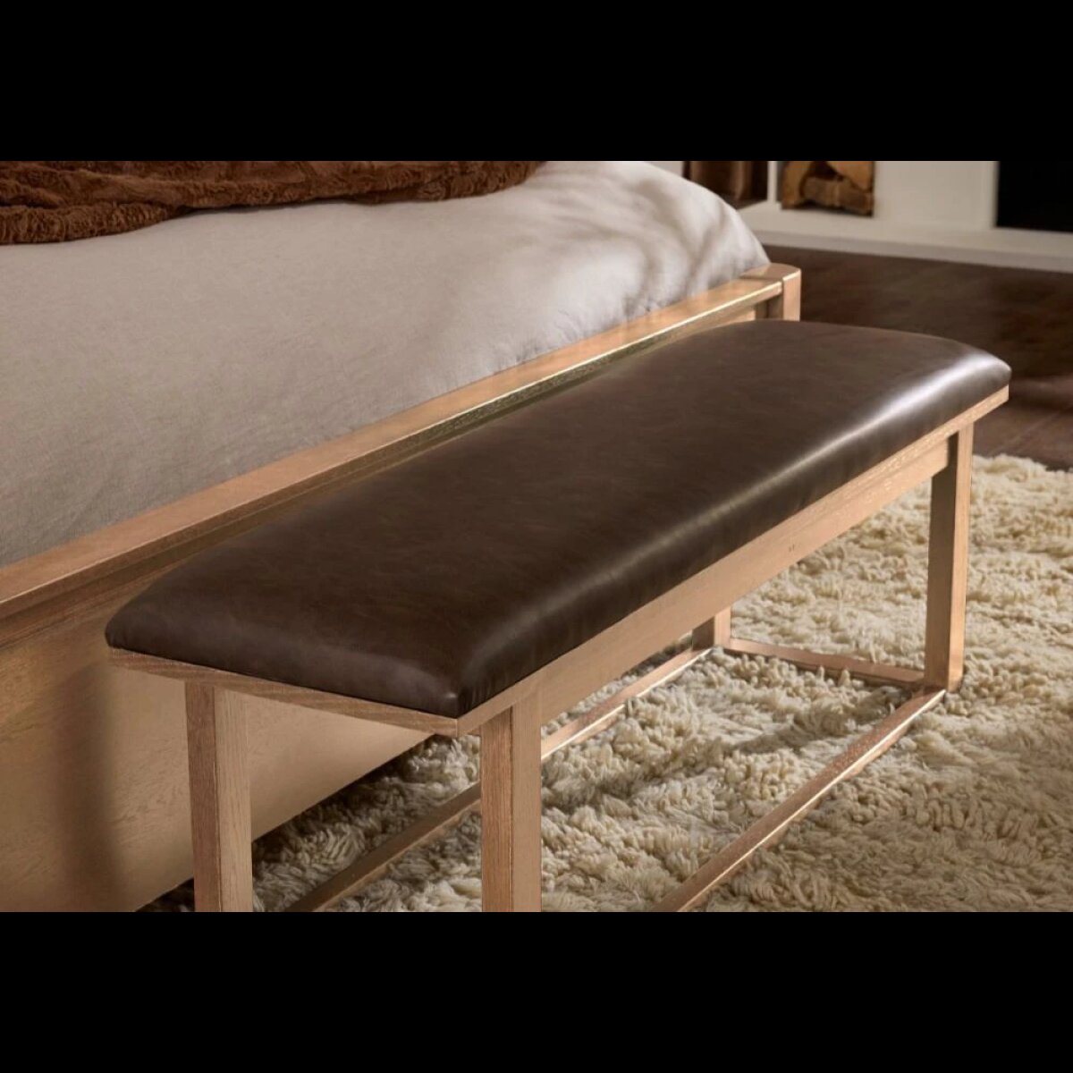 27e50394713759e332d24e7f9a922e3d Lodge & Loft Upholstered Bench - Sedona Brown - 842-080Y - Image 1