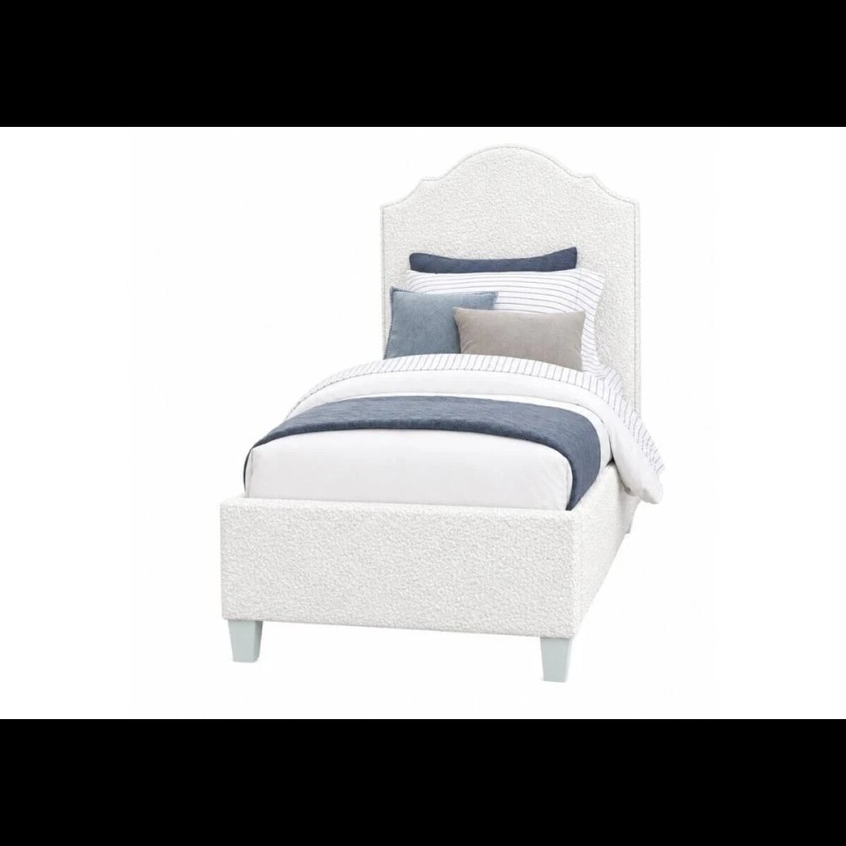 2a4d4b62538c9274bb8ce9084071e6b3 Tide & Timber White Boucle' Twin Upholstered Bed - 830/831/833/834/835-331W - Image 1
