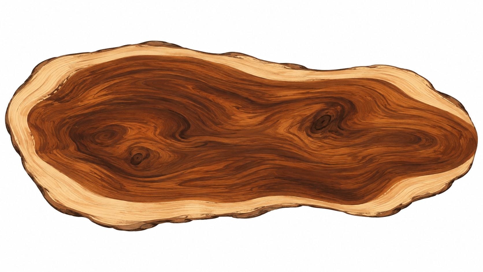 A detailed cross section of a wooden log showing beautiful natural wood grain patterns and circular rings.