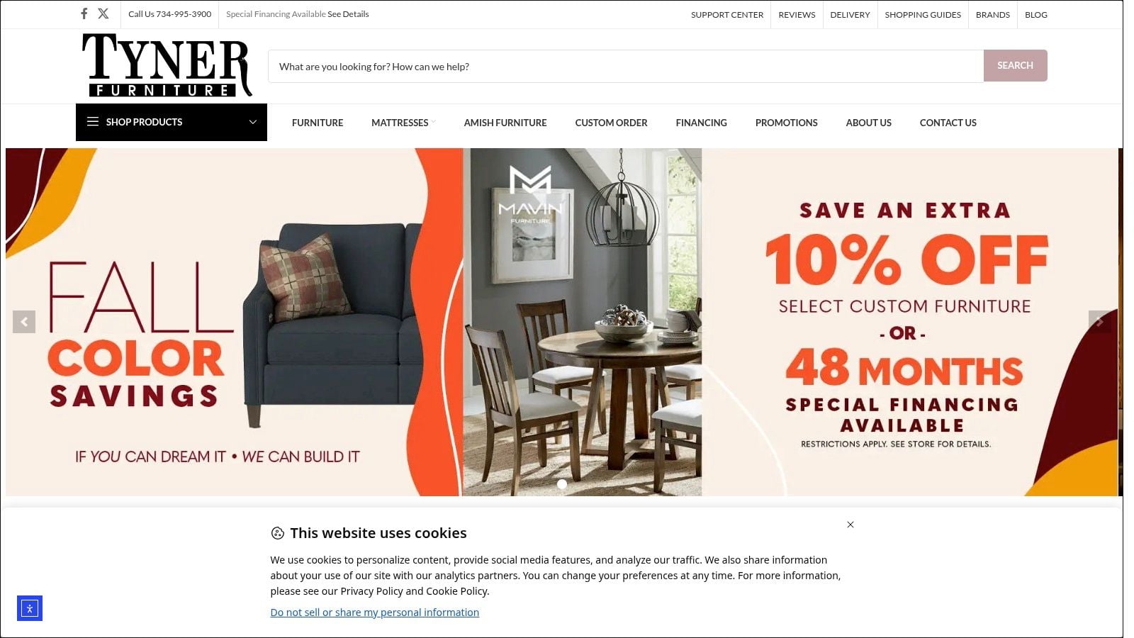 Screenshot from https://tynerfurniture.com