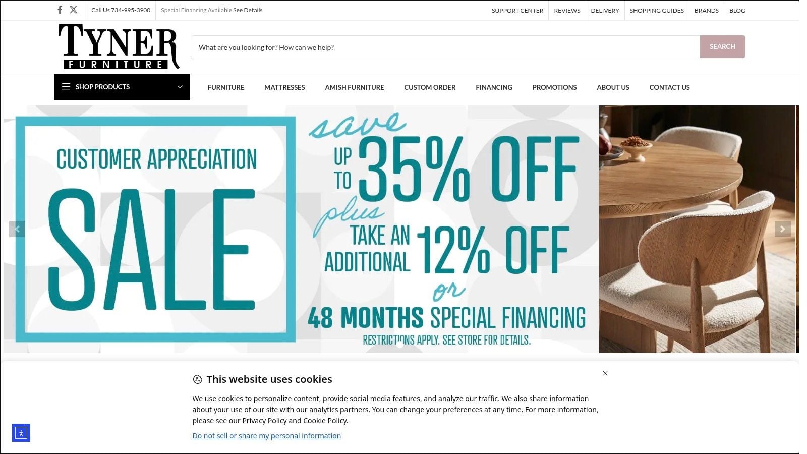 Screenshot from https://tynerfurniture.com